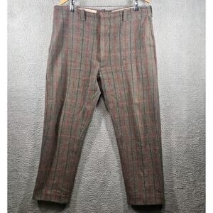 Vintage Melton Wintermaster Pants Heavy Wool Malone Mens Plaid Gray Red 33x28